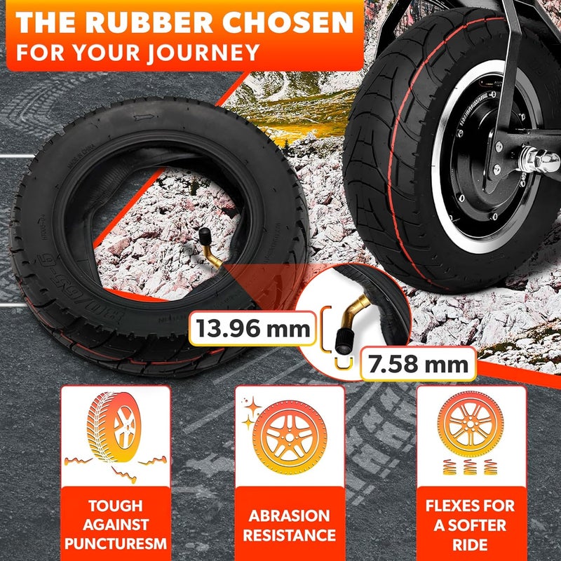 V TOWER 80/65-6 Scooter Tire Tube for All Seasons - 10x3" Electric Scooter Tires Replacement with Rugged Tread - Weather, Abrasion & Puncture Resistant 80/65-6 Tire For a Smooth, Quiet Ride on Any Terrain - Image 3